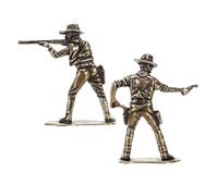 Cabilock 2pcs Brass Cowboy Statue Vintage Retro Miniature Wild West Collectible Figurines for Living Room Decoration Versatile Placement, Cowboy Birthday Party Accents
