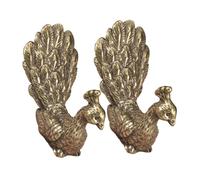 Cabilock 2pcs Brass Peacock Statue Ornament Miniature Solid Brass Bird Figurines with Intricate Details Symbolic Fortune Decor for Tea Table Office and Home Vintage Display