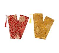 Cabilock 2pcs Calligraphy Pouch Calligraphy Scroll Organizer Portable Dust-proof Polyester Bags with Beautiful Printing High-end Luxury Atmosphere for Picture Scrolls That Can Be Put in The