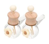 Cabilock 2pcs Car Perfume Diffuser Bottle Empty Car Essential Oil Auto Glass Perfume Diffuser Vent Clip Wooden Caps