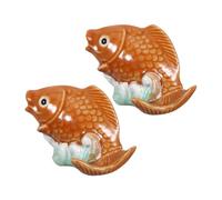 Cabilock 2pcs Carp Shaped Toilet Bolt Covers Ceramic Bolt Caps with Artistic Leaping Carp Design Easy DIY Installation Decorative Bathroom Replacement Parts for Stylish Home Decor