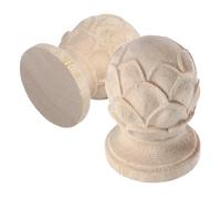 Cabilock 2Pcs Carved Wooden Finials for Stair Posts and Fence Poles, Unfinished Decorative Wood Finial Toppers 4X6Cm, European Style Lotus Flower Design for Home Décor and Window Treatment