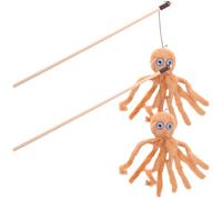 Cabilock 2pcs Cat Fishing Pole Cat Teasing Stick Bite-resistant Plush Creative Shape Unique Design Indoor Bonding for Pets