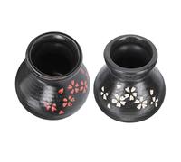 Cabilock 2pcs Ceramic Dry Ice Cups for Sashimi and Table Decor White Cherry Blossom Design Practical Dry Ice Containers for Hot Pot and Parties