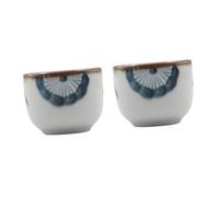 Cabilock 2Pcs Ceramic Glazed Sake Cup with Hand-Painted Floral Pattern Japanese Style Porcelain Cups for Traditional Sake Serving Microwave and Dishwasher Safe for Korean and Japanese