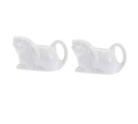 Cabilock 2pcs Ceramic Milk Jug Lovely Animal Design Frothing Cup for Cafes Handmade Ceramic Creamer Pitcher for Coffee Lattes