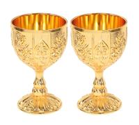 Cabilock 2pcs Chalice Goblet: Vintage King Drinking Wine Goblet Chalice Golden Wine Cups - Renaissance Medieval Glassware Drinkware for Baptism Party