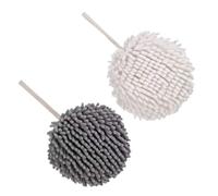 Cabilock 2pcs Chenille Hand Towels Hanging Bathroom Bath Towel with Hanging Loop Quick-drying Soft Absorbent Ball for Kitchens and Bathrooms