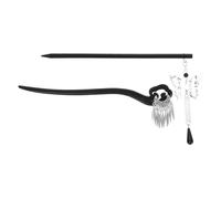 Cabilock 2pcs Chinese Solid Wood Hair Sticks with Beads Pendant Tassel Vintage Moon Hair Forks Elegant Traditional Chinese Style