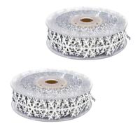 Cabilock 2pcs Christmas Decorative Ribbon Glitter Ribbon Snowflake Trim, Polyester, Silver, 10m Roll, for Stage Decoration and Party Costume Decoration