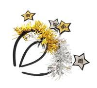 Cabilock 2Pcs Christmas Star Headband Hair Accessories, Gold and Silver Five-Pointed Star Xmas Headwear for Year Eve Party and Holiday Celebration