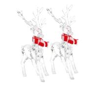 Cabilock 2pcs Clear Acrylic Reindeer Figurines for Christmas Tree Decorations Lightweight Deer Ornaments for Holiday Home Decor and Party Accents Year Decorative Animal Statues