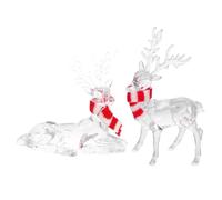 Cabilock 2PCS Clear Acrylic Reindeer Figurines with Hanging Hole Transparent Christmas Deer Ornaments for Tree Tabletop and Shelf Decorations Lightweight Festive Holiday Decor