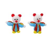 Cabilock 2pcs Colorful Glass Clown Figurines, Mini Carnival Theme Desktop Small Figurines for Office Desk Ornament, Dollhouse Miniatures Collectible Home Decor Accents