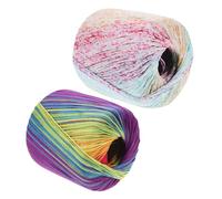 Cabilock 2pcs Cotton Crochet Thread Yarn Set for DIY Hand Knitting and Embroidery, Multi-Color Rainbow and Patterned Soft Cuttable Yarn for Scarf Crocheting and Macrame Crafts