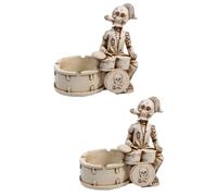 Cabilock 2pcs Creative Resin Skull Ashtray with Smooth Edges and Sturdy Design Decorative Skeleton Desk Ornament for Home Office Halloween Art Crafts Functional with Multiple Smoke Grooves