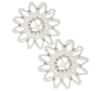 Cabilock 2pcs Crochet Bun Hair Net Cover with White Pearls and Rhinestones - Chic Mesh Bun Snoods Elastic Sparkly Hair Nets for Ballet Dancers Party Festival Costumes