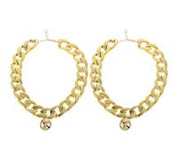 Cabilock 2pcs Decorative Dog Bell Collar Pet Neck Chain Easy to Clean Easy to Put and Take off Abs Material Golden Colour Stylish Accessory for Dogs
