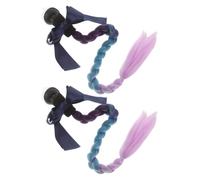 Cabilock 2pcs Detachable Helmet Hair Braid Decoration Triple Braid with Bow | High Temperature Wire, Colorful Vibrant Hues, Universal Fit for Fullface Helmets, Easy Attachment for Motorcycle Rides