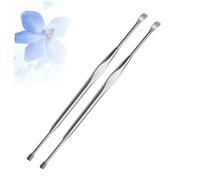 Cabilock 2pcs Double-end Stainless Steel Ear Cleaner Spiral Ear Spoon for Home Use Portable with Silver Sturdy Material for Effective