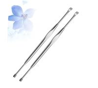 Cabilock 2pcs Double-end Stainless Steel Ear Spoon Spiral Design Skid Resistance Effective Ear Wax Removal Home Use