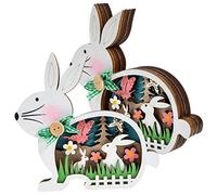 Cabilock 2pcs Easter Bunny Wooden Table Centerpiece Decor Charming Easter Table Sign for Home Decorations Festive Party Supplies and Holiday Celebrations