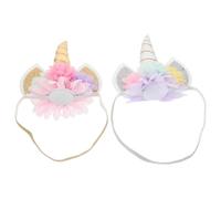 Cabilock 2pcs Elastic Floral Glitter Horn Headbands Lightweight Cat Ear Hairbands for Birthday Party Cosplay Accessories Comfortable All-day Wear