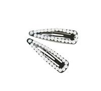 Cabilock 2pcs Elegant Pearl Snap Hair Clips, White Metal Barrette Hair Accessories Comfortable Snap-close Feature, for Daily Dressing and Seasons Use