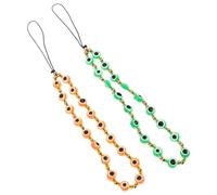 Cabilock 2pcs Evil Eye Beaded Phone Charm for Cellphone Case and Camera, Protective Plastic and Polyester Material, Reducing Risk of Dropping Phone, Stylish and Cute Design for Daily