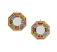 Cabilock 2pcs Exorcism Tai Chi Eight Diagrams Mirror Delicate Made Decorative Bagua Mirror for Home Wall Pendant Evil Exorcism Ornament