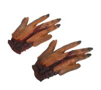Cabilock 2PCS Fake Bloody Severed Hands Halloween Props Scary Bloody Broken Body Parts Decor for Haunted Houses Party Supplies Reusable Realistic Horror Decorations