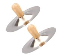 Cabilock 2Pcs Finger Cymbals for Belly Dancing and Metal Hand Percussion Instrument with Easy-grip Handles Bright Sound Metal and Wood for Stage Performance