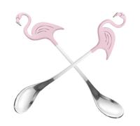 Cabilock 2pcs Flamingo Coffee Spoons Stainless Steel Stirring Spoons Creative Dessert Comfortable to Touch Smooth Design for Coffee House and Dessert Break Time