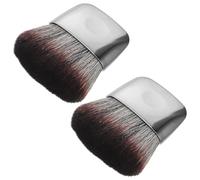 Cabilock 2pcs Flat Makeup Brush Set for Women, Black Plastic Handle with Fiber Bristle, Comfortable to Hold Design, Suitable for Sensitive Skin, Travel Makeup Brushes for Blush