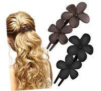 Cabilock 2pcs Floral Flat Hair Claw Clips for Women Decorative Accessories for Weddings Parties Daily Wear Stylish Black and Hairpins