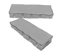 Cabilock 2pcs Foldable Grey Non Woven Clothing Storage Case with Transparent Window Under Bed Organizer Container for Clothes and Sundries Lightweight Sturdy Holder