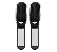 Cabilock 2pcs Foldable Pocket Brush Collapsible Hair Brush with High-definition Mirror Abs and Glass Material Stylish Versatile Mini for Purse Pocket Use by Women and Men