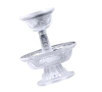 Cabilock 2pcs Footed Buddha Cup Glass Offering Bowls for Buddhist Offering and Fade-Resistant Ritual Bowls Tray for Meditation