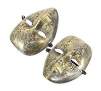 Cabilock 2pcs Full Face Vintage for Adults, Elegant Golden Plastic Costume Mask with Unique Retro Design, Easy to Wear for Carnival Parties and Festive Events