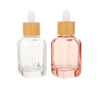 Cabilock 2PCS Glass Perfume Dropper Bottles 10ml Pink Half Bamboo Design Essential Oil Sample Bottles for Cosmetic Lotion Storage