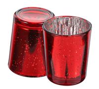 Cabilock 2pcs Glass Tea Light Candle Holders Red Small Holder for Red Candles Vintage Style for Home Decor