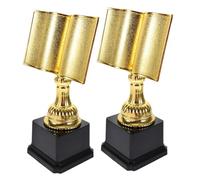 Cabilock 2pcs Gold Book Winner Trophy for Reading Competition Plastic Award Cups for Unique Design Encouraging Literacy and Student Reading Contest Prizes
