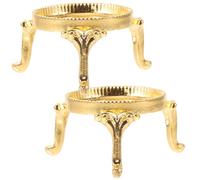 Cabilock 2Pcs Golden Metal Crystal Ball Stand, Rose Flower Triangle Base for Sphere Display, Desktop Ornament Holder for Home and Office Decoration