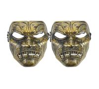 Cabilock 2pcs Golden Plastic Roman Mask Comprehensive Face Coverage and Unique Vintage Design for Cosplay Events and Parties, Versatile Use Masquerade Full Face Mask Realistic Ghost Movie
