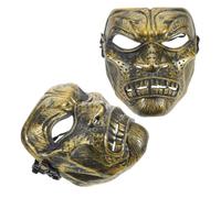 Cabilock 2pcs Golden Plastic Vintage Mask Comprehensive Face Coverage and Resistant to Deformation, for Cosplay Events and Party, Featuring Unique Vintage Design and Realistic Ghost Movie