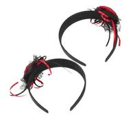 Cabilock 2pcs Gothic Rose Floral Headband for Halloween Cosplay Spooky Ghost Bride Headdress with Realistic Artificial Roses Firm Grip and Reusable Design for Day Dead and Costume Parties