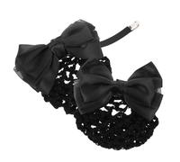 Cabilock 2pcs Hair Bun Covers with Bow Decoration Classic Black Ballet Bun Hair Net for Women Nurses Stewardesses Bank Staff for Secure Updo