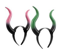 Cabilock 2pcs Halloween Adult Devil Headband with Realistic Bull Horns, Comfortable Plastic Horned Cosplay Accessory for Festivals and Carnival Party Wear