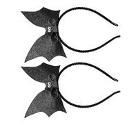 Cabilock 2pcs Halloween Bat Wings Headband for Women, Realistic Simulation Bat Hair Accessories with Comfortable Wear, Black Pu Material, for Halloween Party and Dress