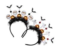 Cabilock 2pcs Halloween Hair Hoop Headband for Women Cosplay Party Accessory Decorative Bat Mummy Design Fun Photo Prop for Halloween Birthdays Year Celebrations